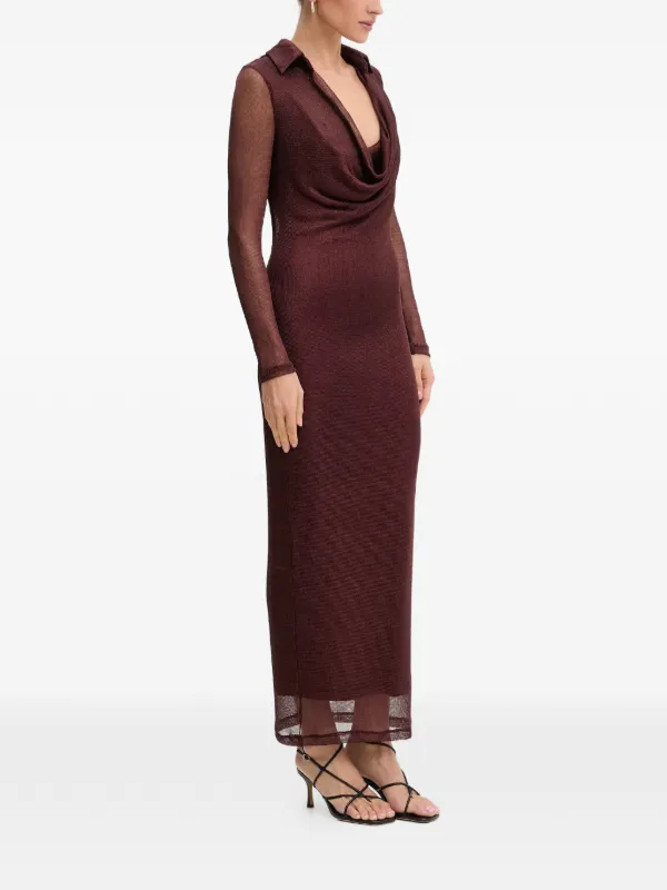 cape dress brown Jovie | Brown Bardot Wrap Maxi Dress With Sash Detail main image 0
