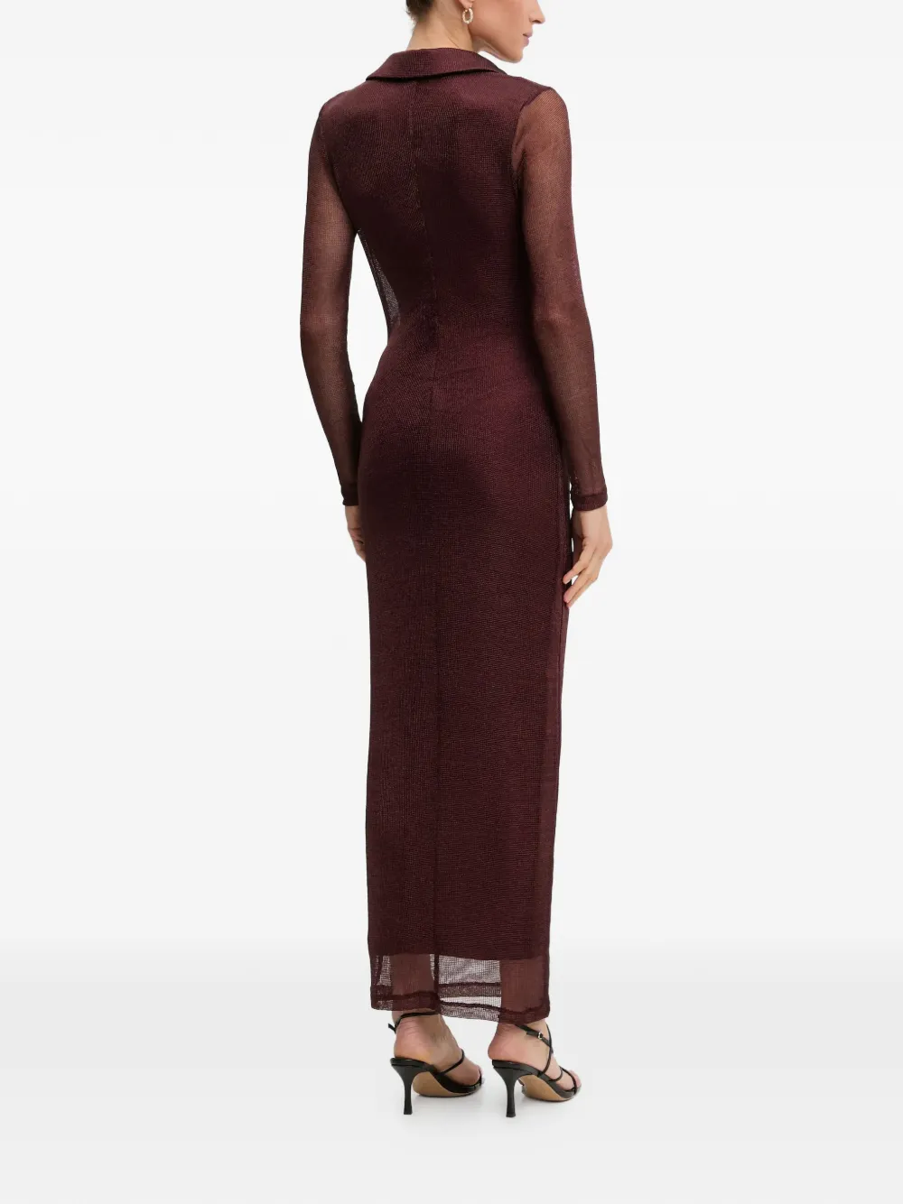 Bardot Lorel maxi-jurk met lange mouwen en col Rood