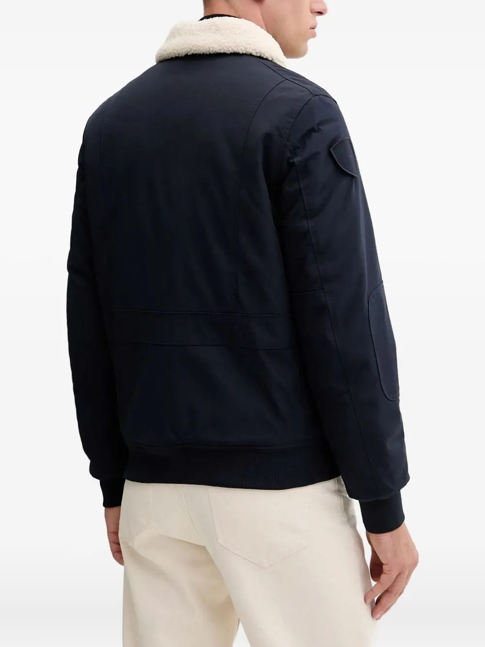 Aeronautica Militare Bomberjack met lammy kraag en meerdere zakken Blauw