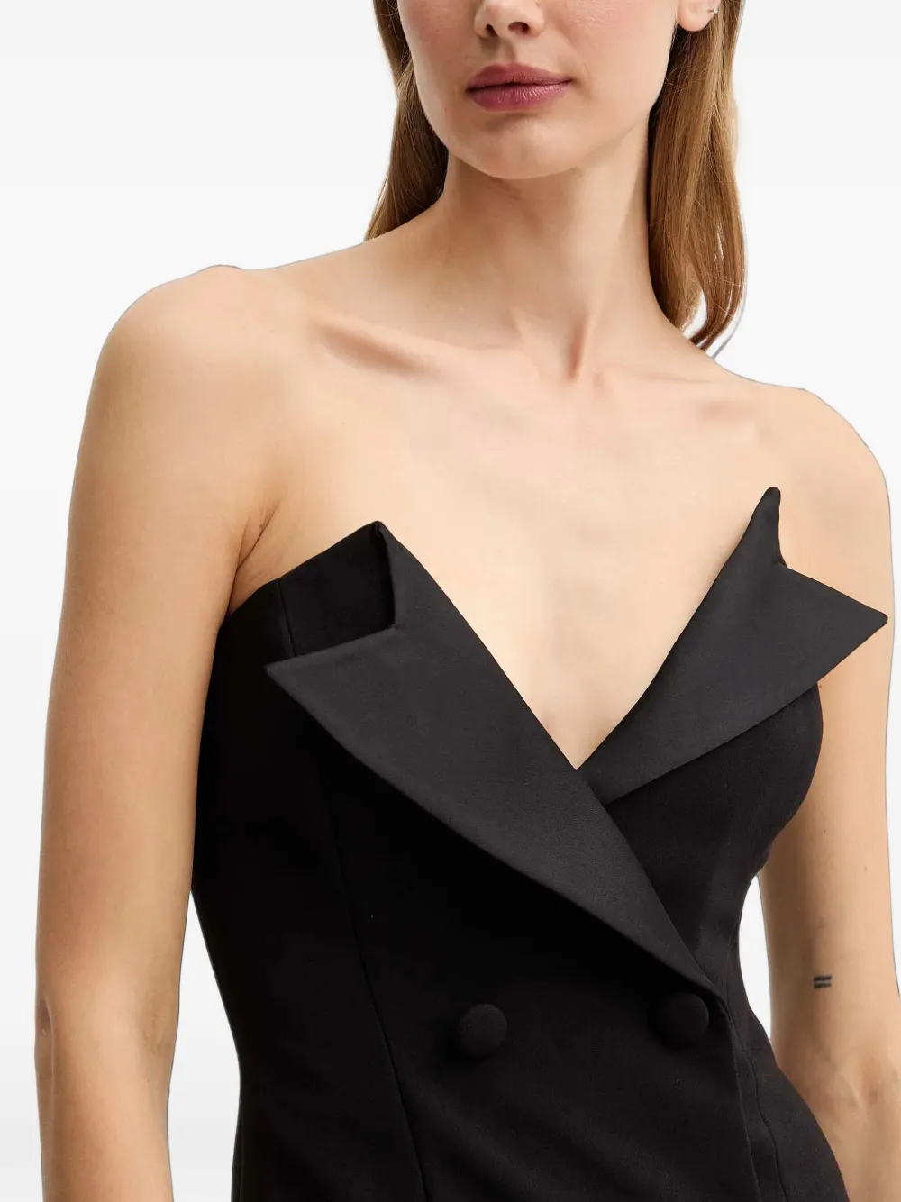 Bardot Arvess strapless mini-jurk met dubbele rij knopen Zwart