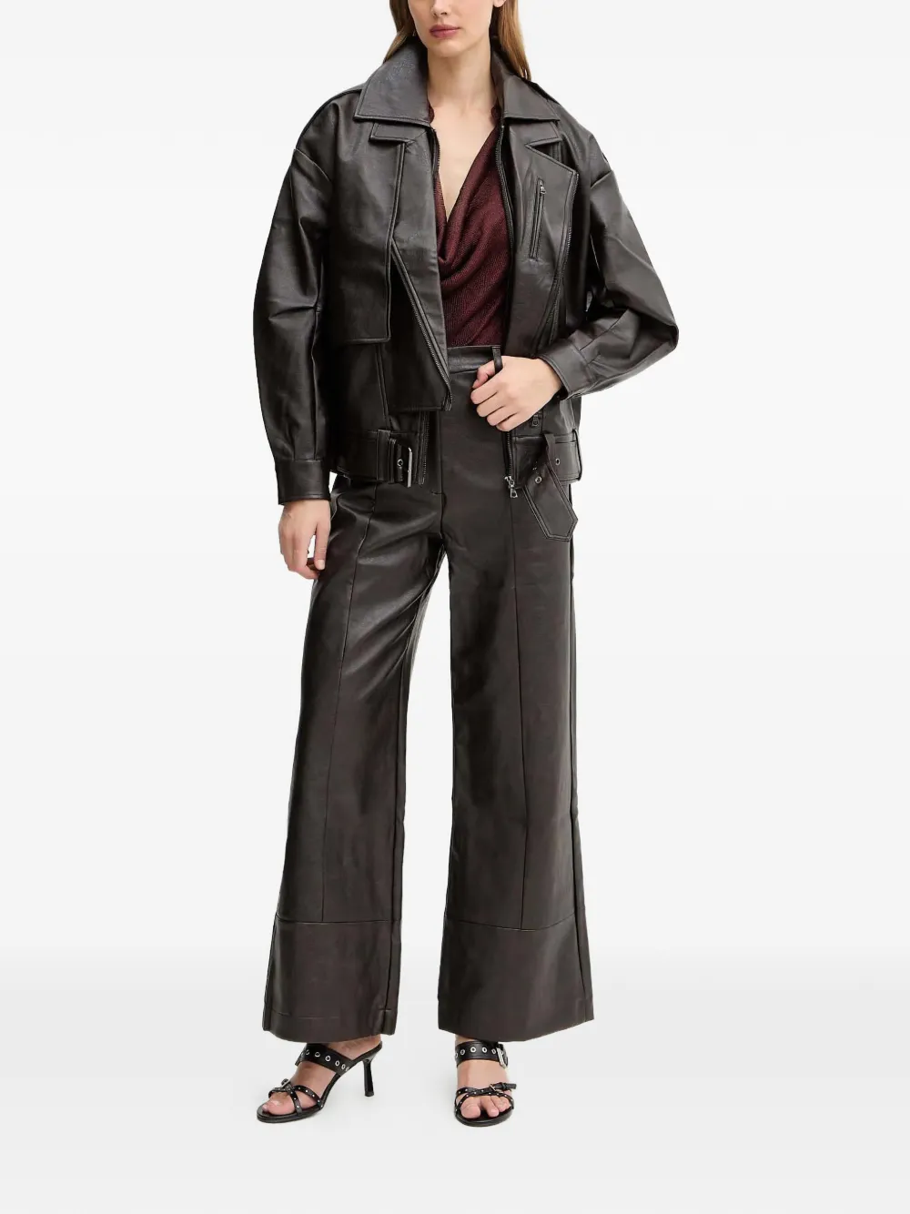 Bardot Broek met vlakken Bruin