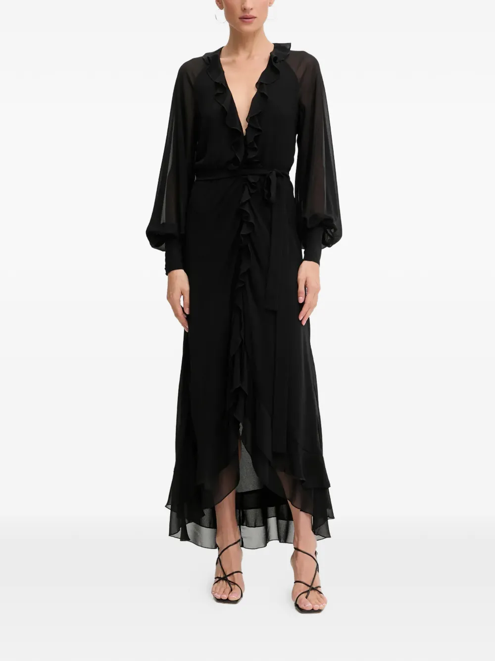 Bardot Kassia ruffled midi dress - Nero