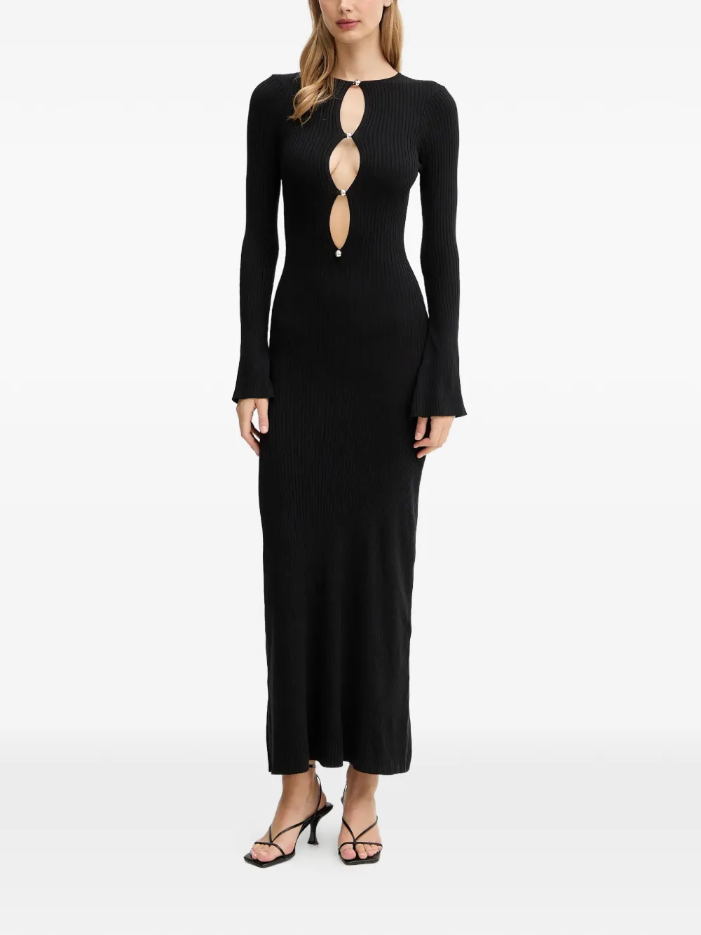 Bardot Nautico cut-out ribbed maxi dress - Nero