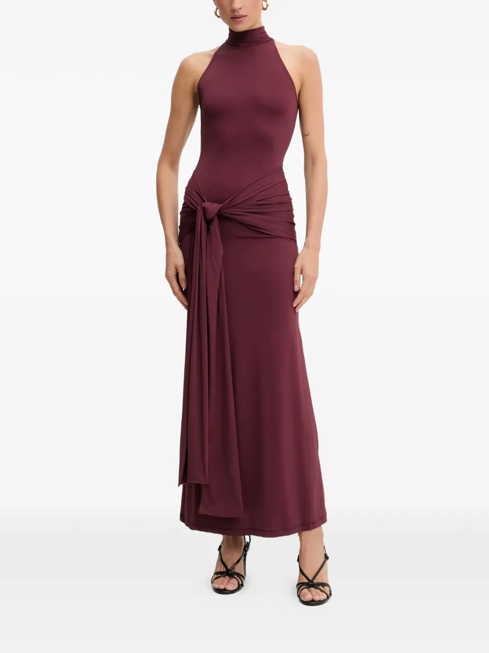 Bardot knot-detail roll-neck maxi dress - Rosso
