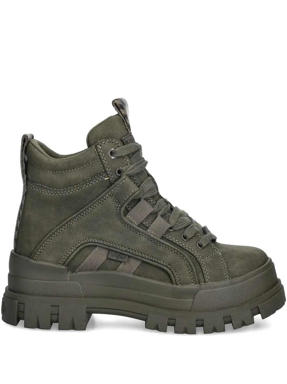 Buffalo Lace-up Tread-sole Boots In Green