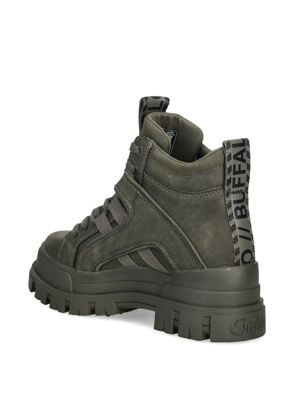 Buffalo lace-up tread-sole boots Groen