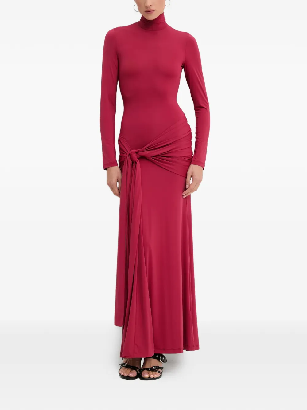 Bardot knotted roll-neck maxi dress - Rosso