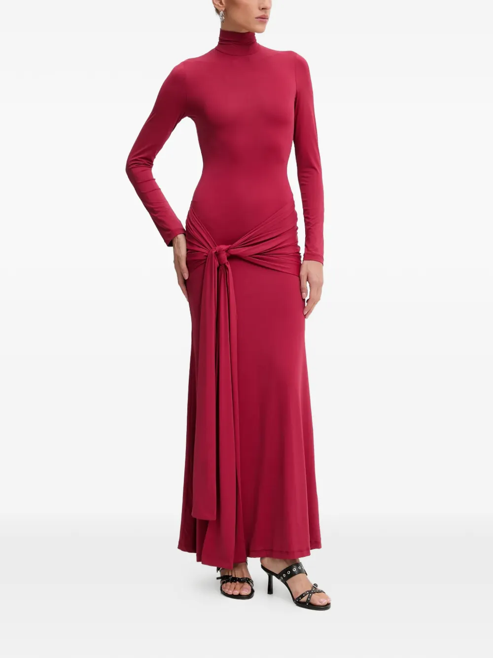  Bardot Knotted Roll-neck Maxi Dress - Red 