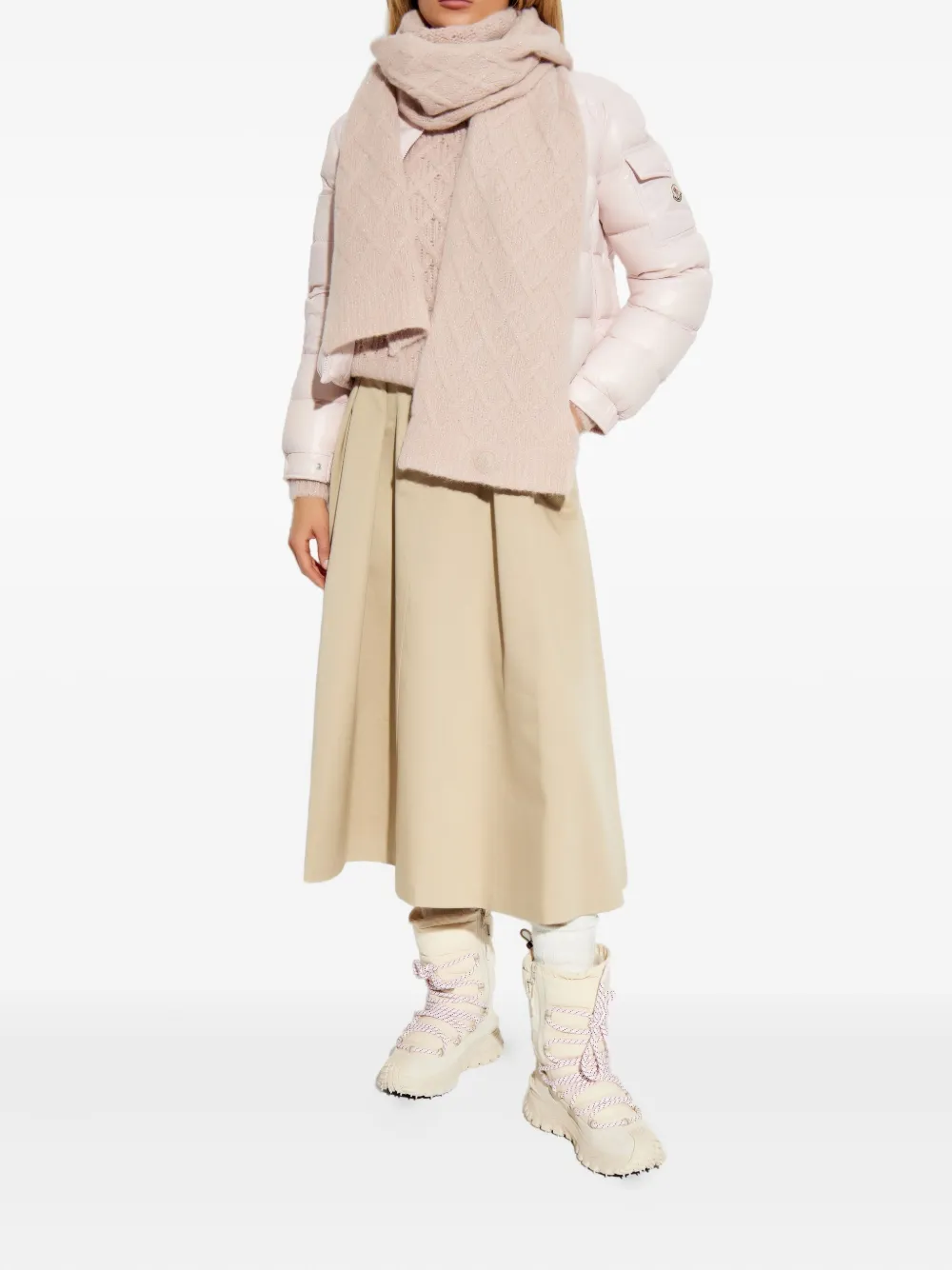Moncler Cable-knit Sweater In Pink