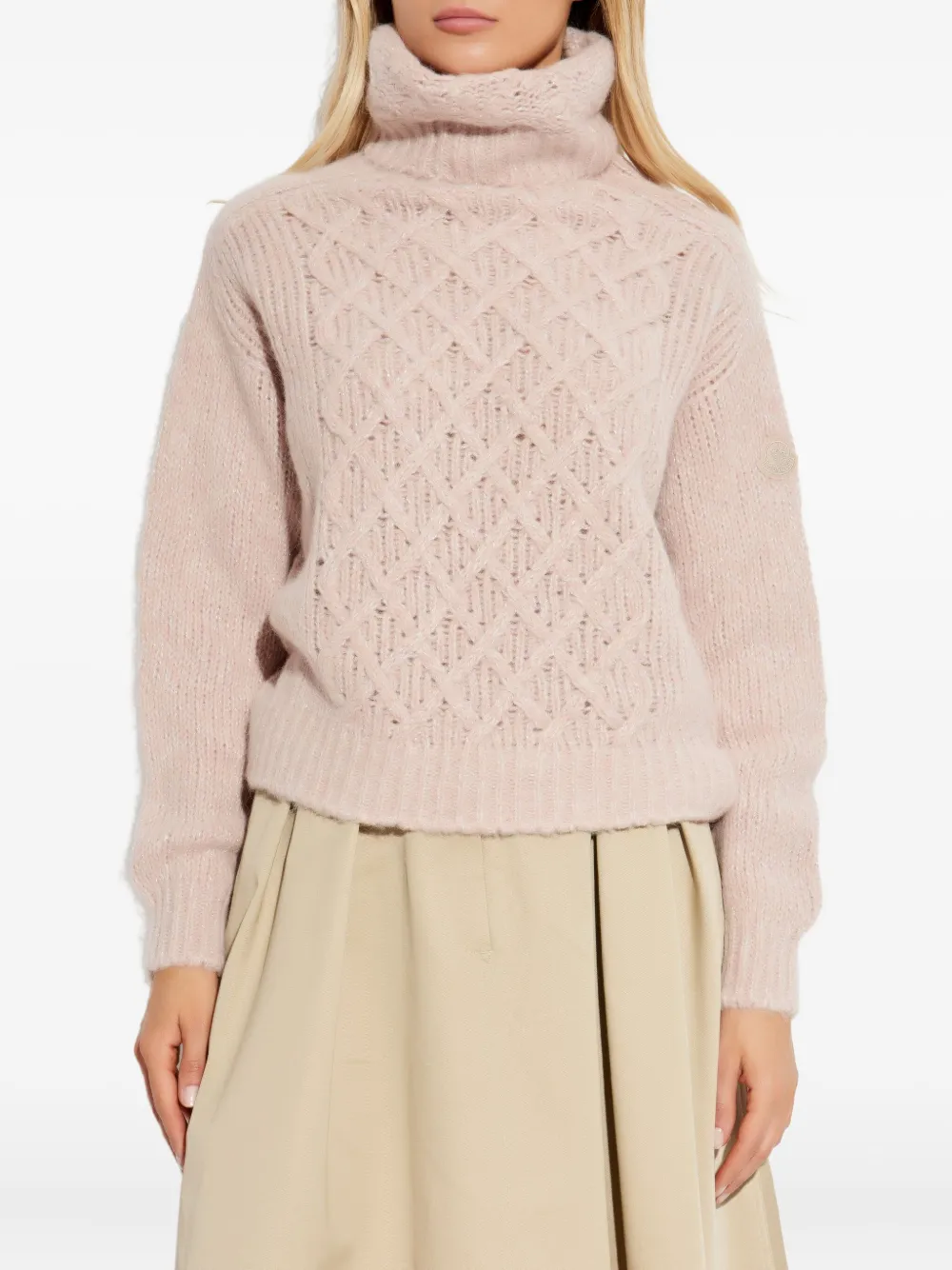 Moncler Cable-knit Sweater In Pink