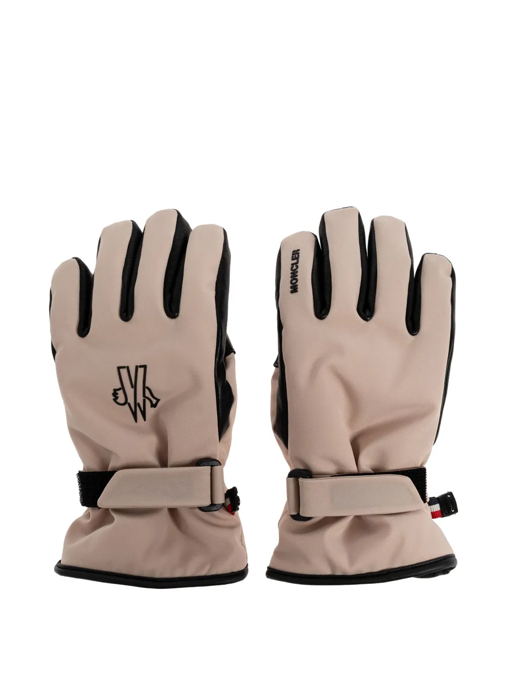 Moncler Logo-detail Padded Gloves In Brown