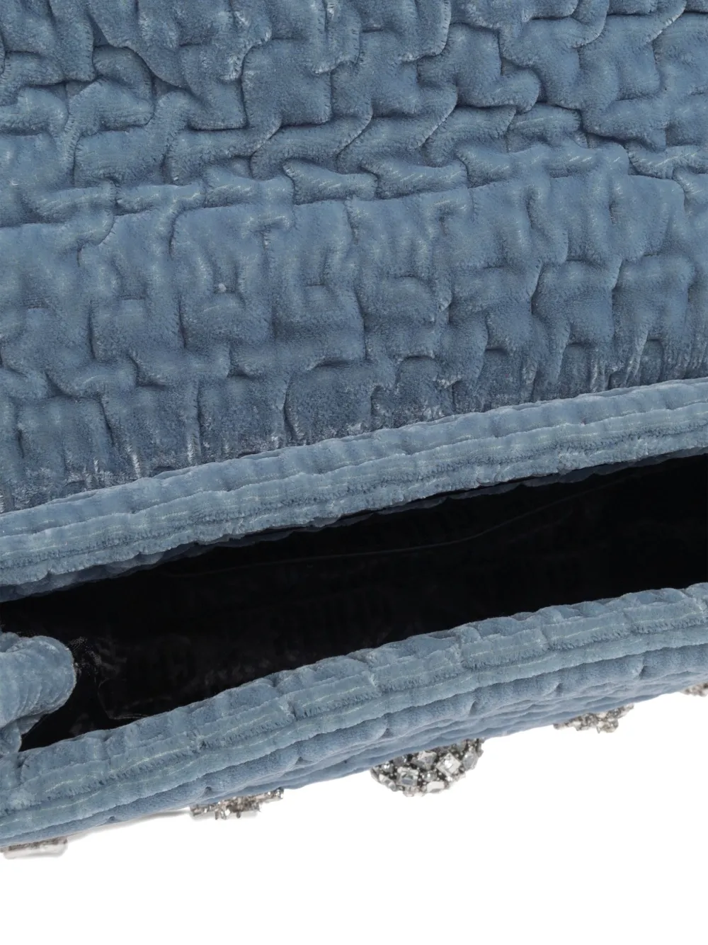 Kurt Geiger Mini Velvet Kensington Embellished Shoulder Bag In Blue