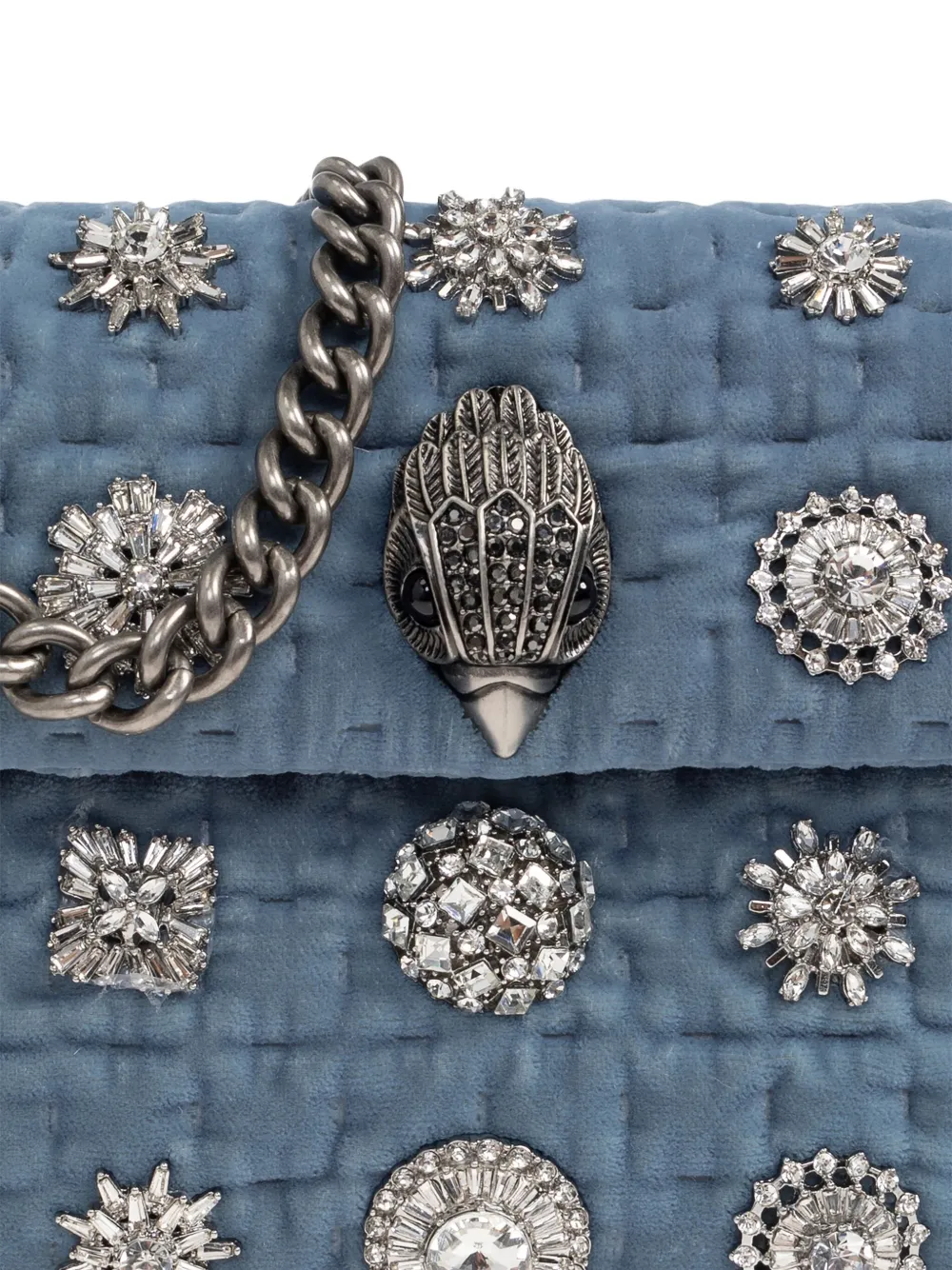 Kurt Geiger London Kensington verfraaide fluwelen mini-schoudertas Blauw