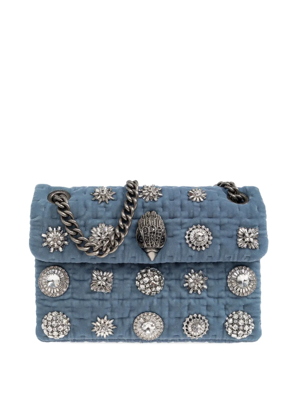 Kurt Geiger London Kensington verfraaide fluwelen mini-schoudertas Blauw