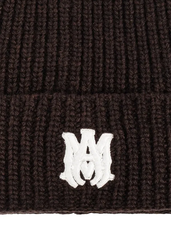 AMIRI Ma Ribbed Beanie Hat | Brown | FARFETCH