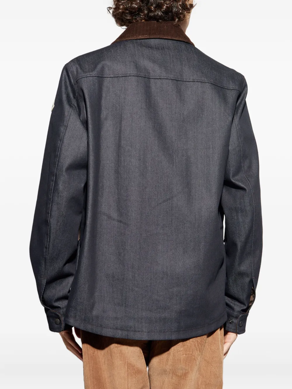 Moncler Jack met ribfluwelen kraag en opgestikte zakken Blauw