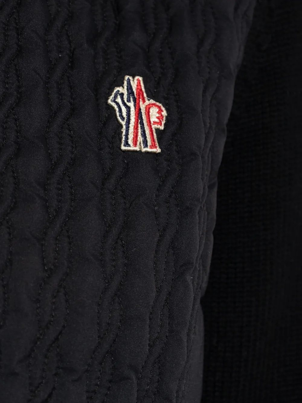 Moncler Quilted Panelled Cardigan In Black