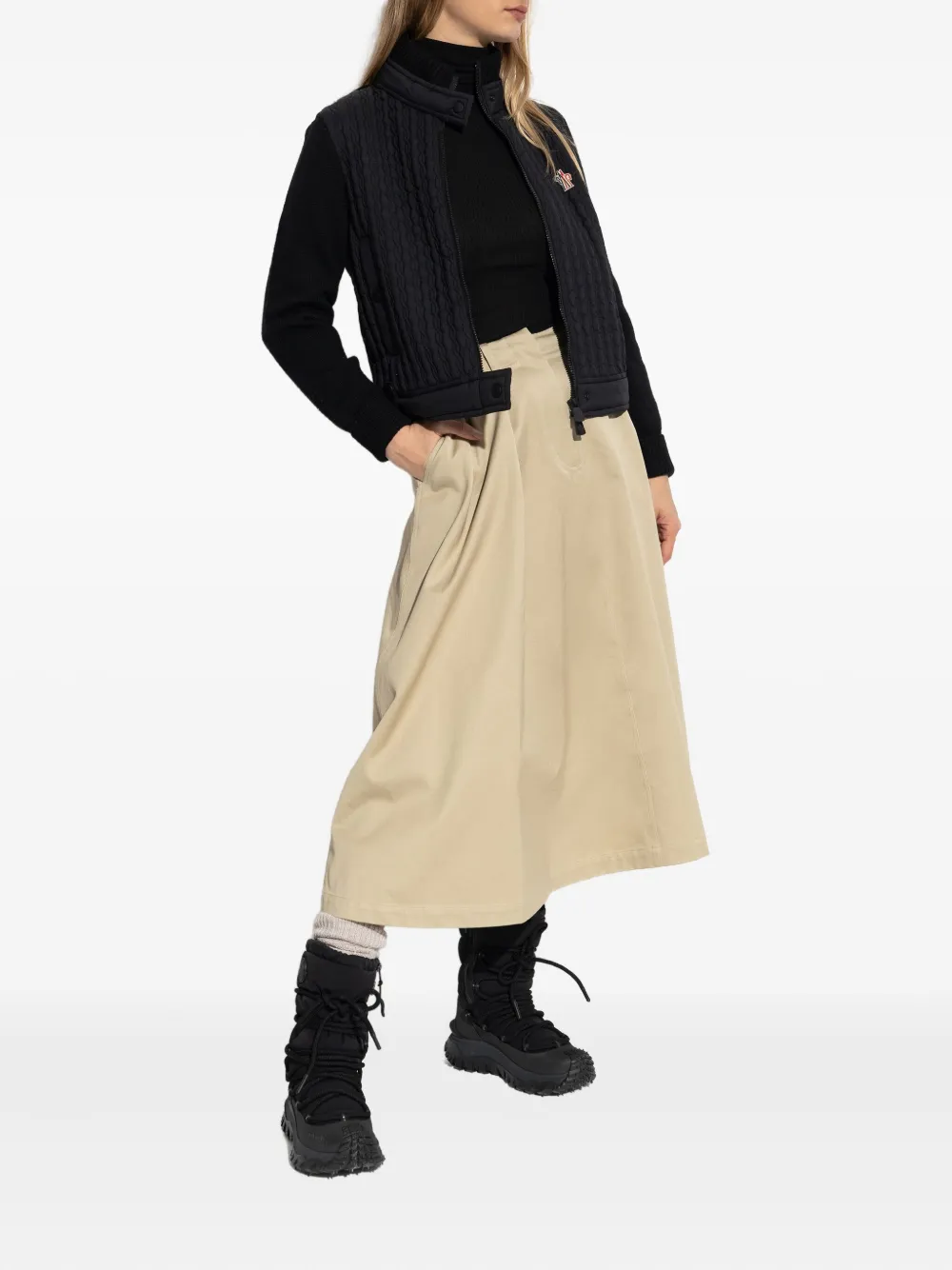 Moncler Quilted Panelled Cardigan In Black