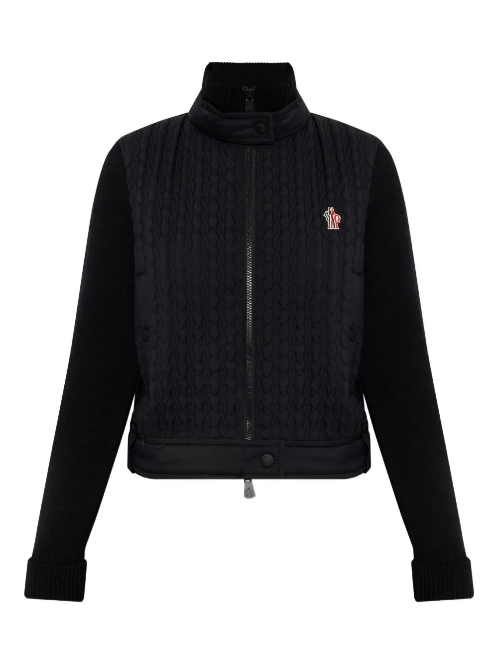 Moncler Quilted Panelled Cardigan In Black