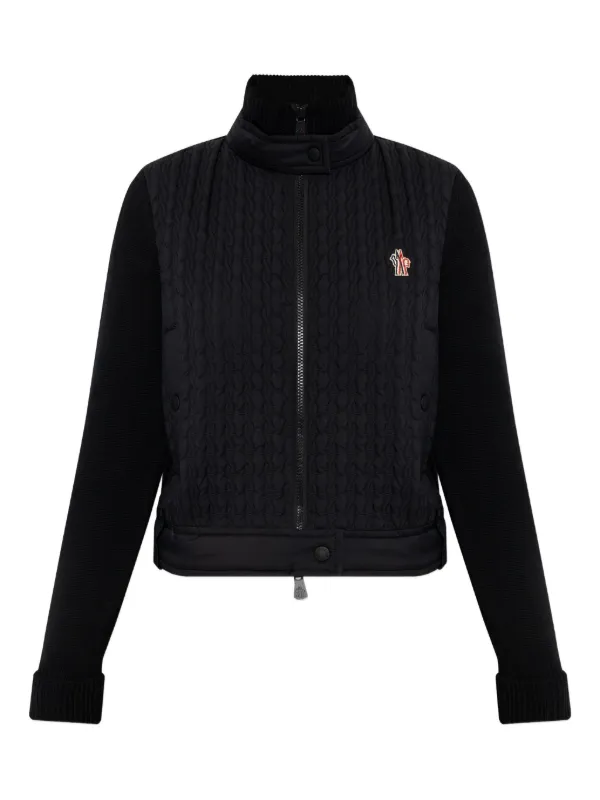 Moncler Grenoble Quilted Panelled Cardigan in Black