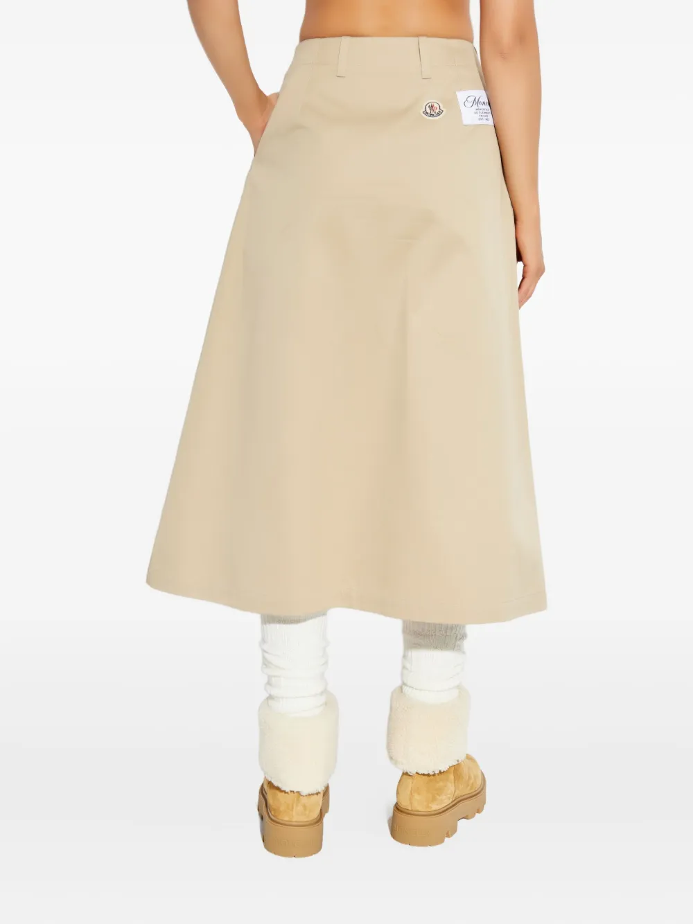 Moncler Pleated Midi A-line Skirt In Neutral