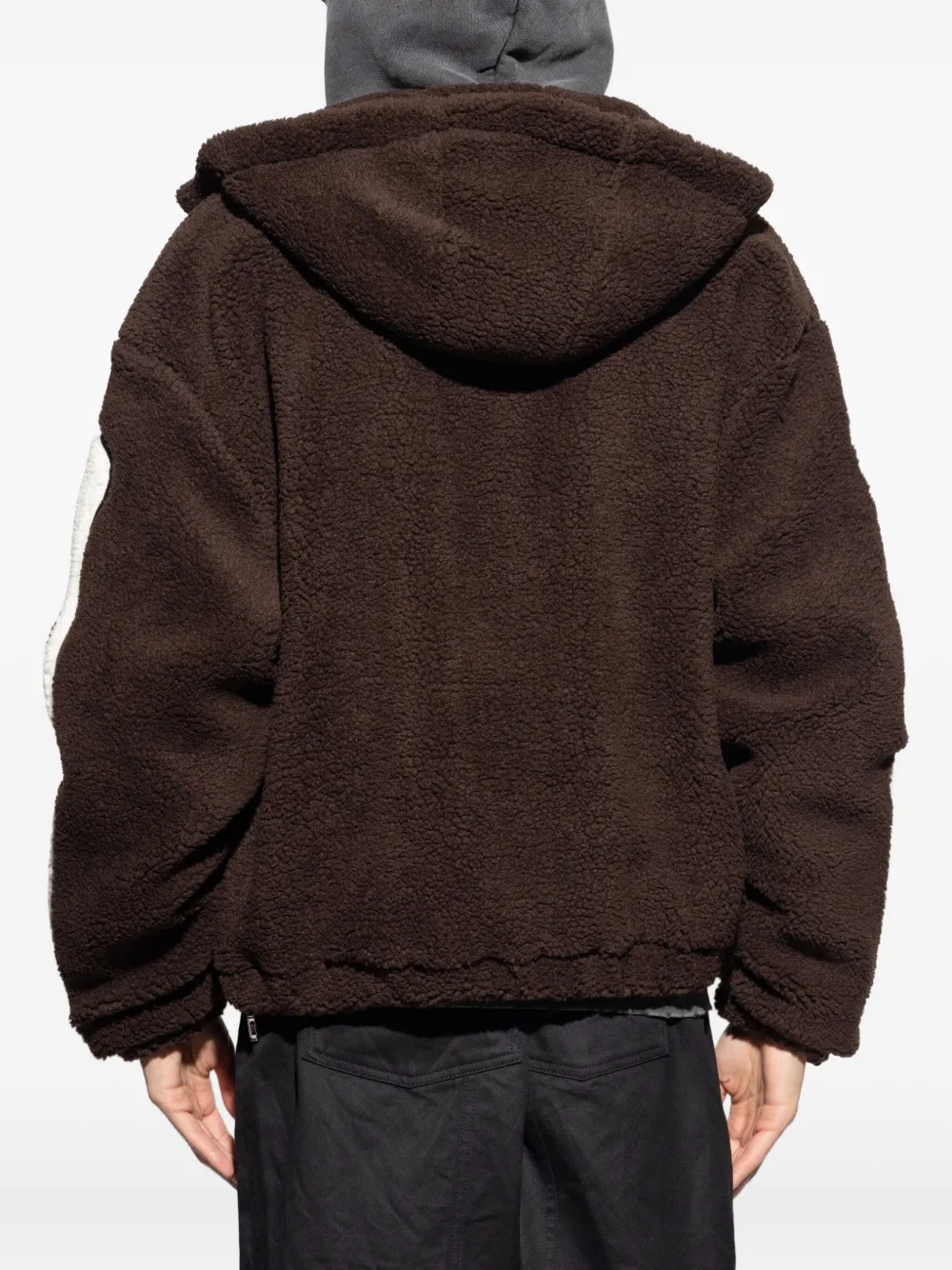 Amiri Zip-up Bone-detail Hoodie In Brown