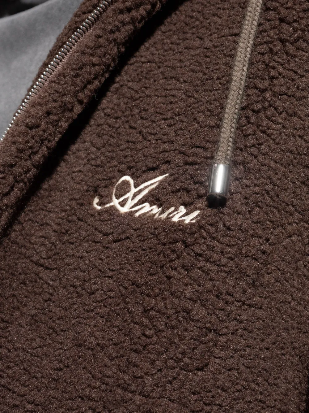 Amiri Zip-up Bone-detail Hoodie In Brown