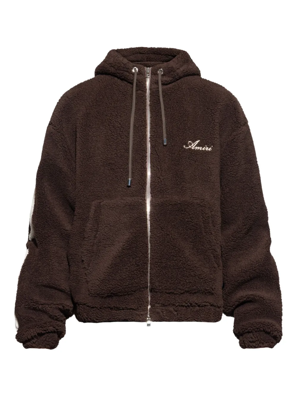 Amiri Zip-up Bone-detail Hoodie In Brown