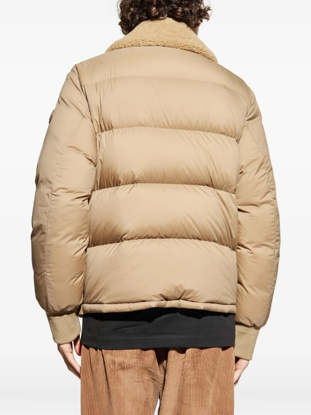 Moncler Tonnay Shearling Padded Jacket In Brown