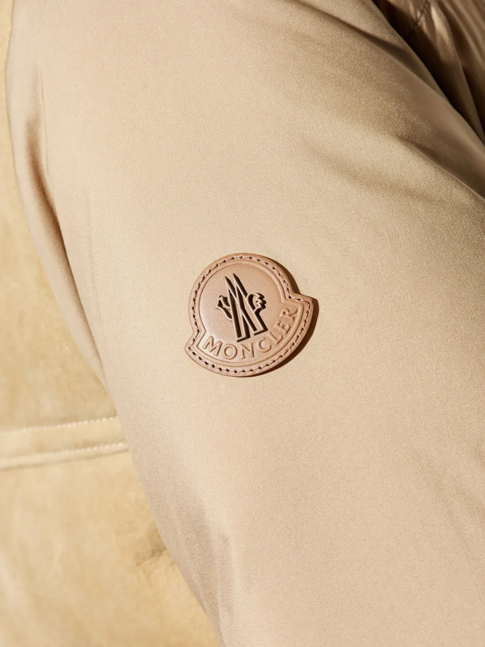 Moncler Tonnay Shearling Padded Jacket In Brown
