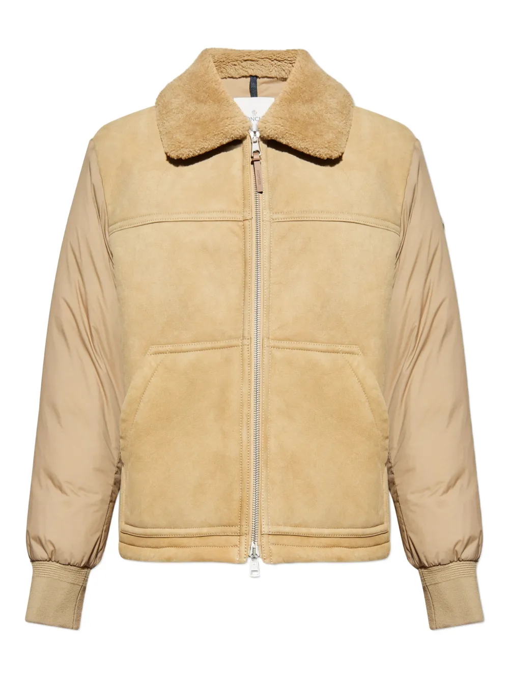 Moncler Tonnay Shearling Padded Jacket In Brown