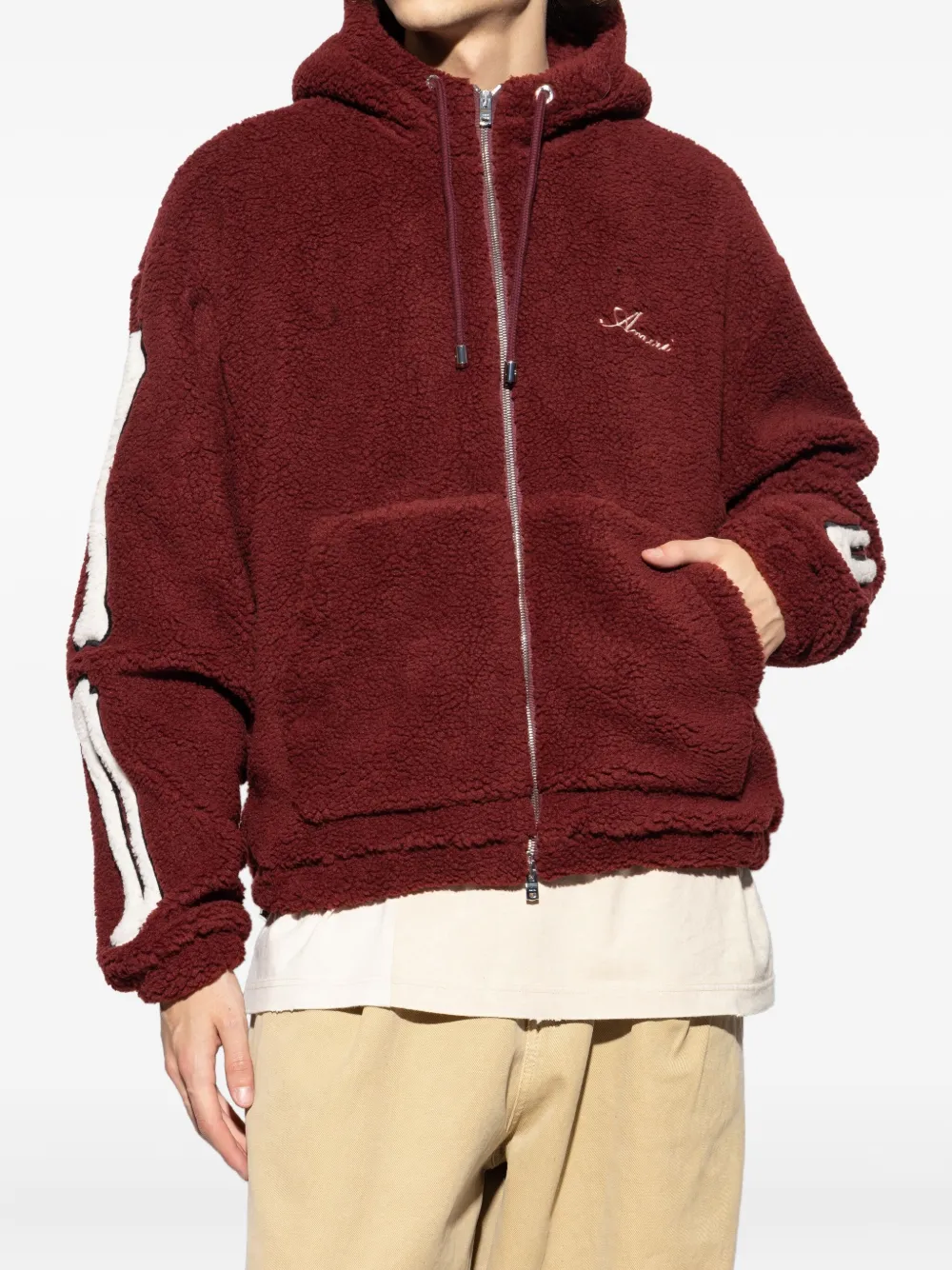 Amiri Bone-detail Zip-up Hoodie In Red