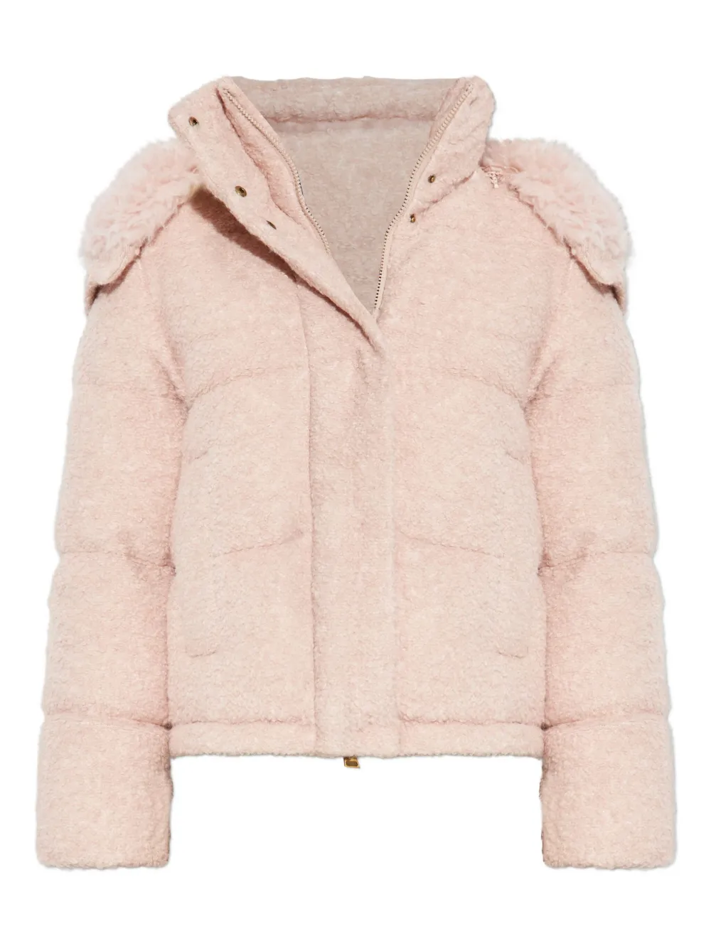 Moncler Virieu Bouclé Padded Jacket In Pink