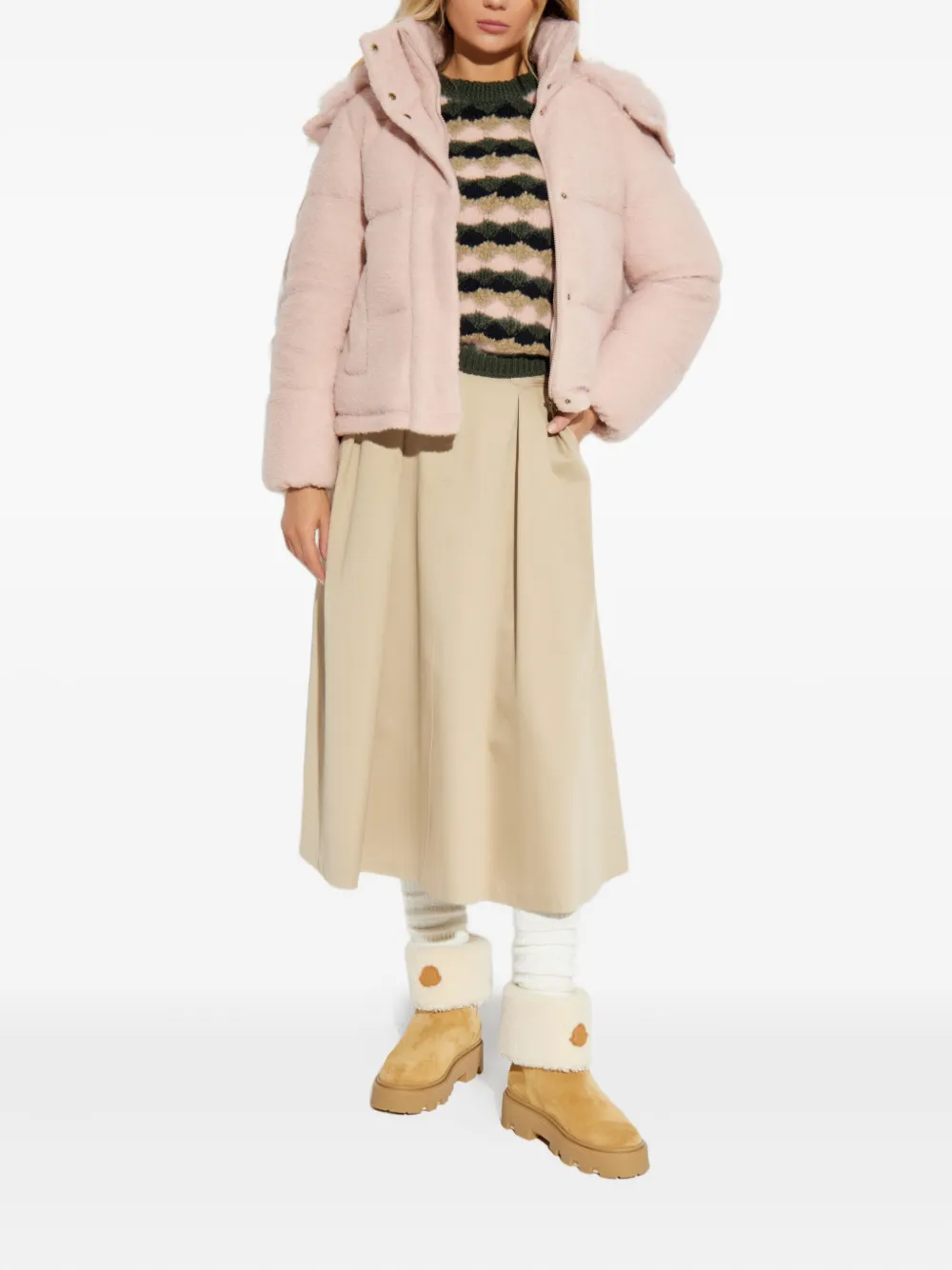 Moncler Virieu Bouclé Padded Jacket In Purple