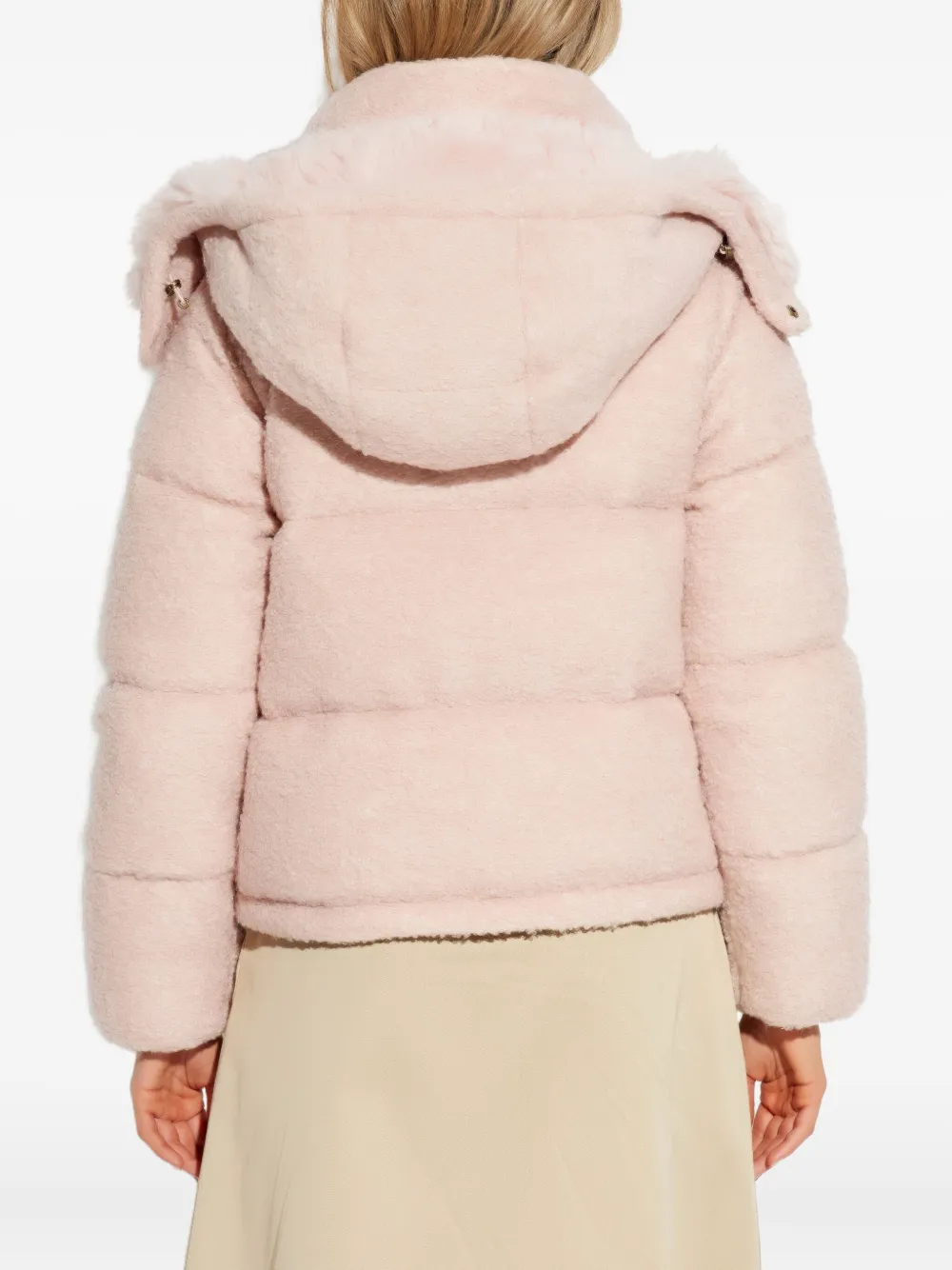 Moncler Virieu Bouclé Padded Jacket In Purple