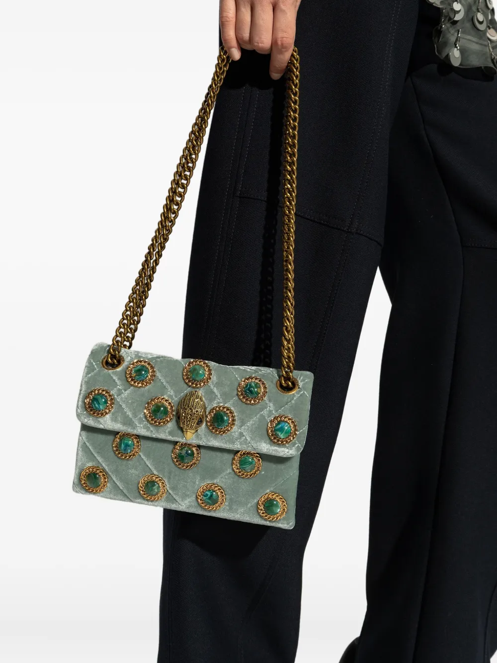 Kurt Geiger Mini Chain-strap Velvet Shoulder Bag In Green