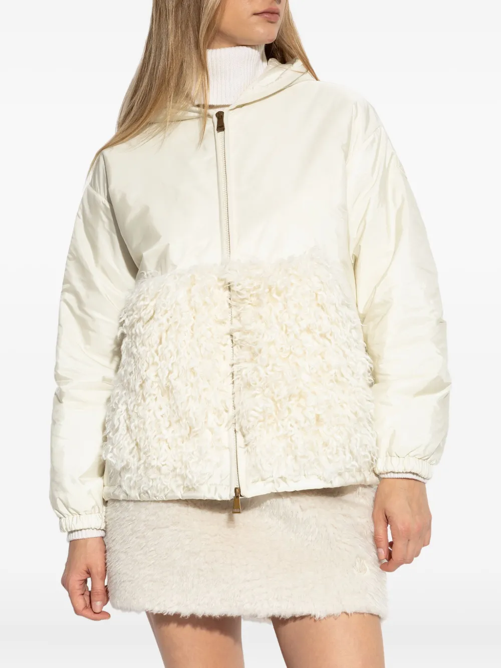 Moncler Hooded Zip-up Jacket In Neutral