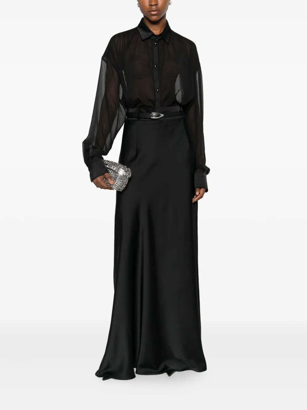 RHIZOME Cora zijden blouse - Zwart