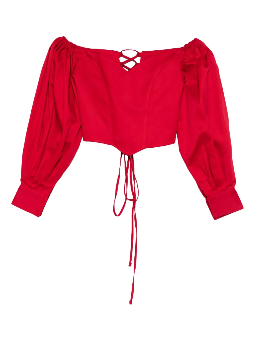 Rhizome Off-shoulder Lace-up Veracruz Blouse In Red