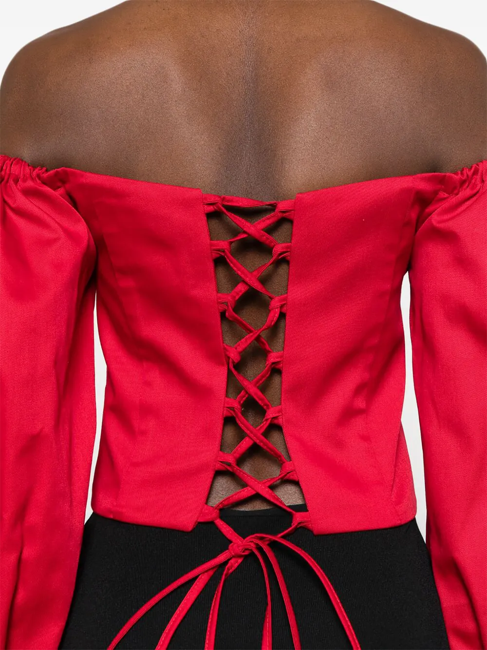 Rhizome Off-shoulder Lace-up Veracruz Blouse In Red