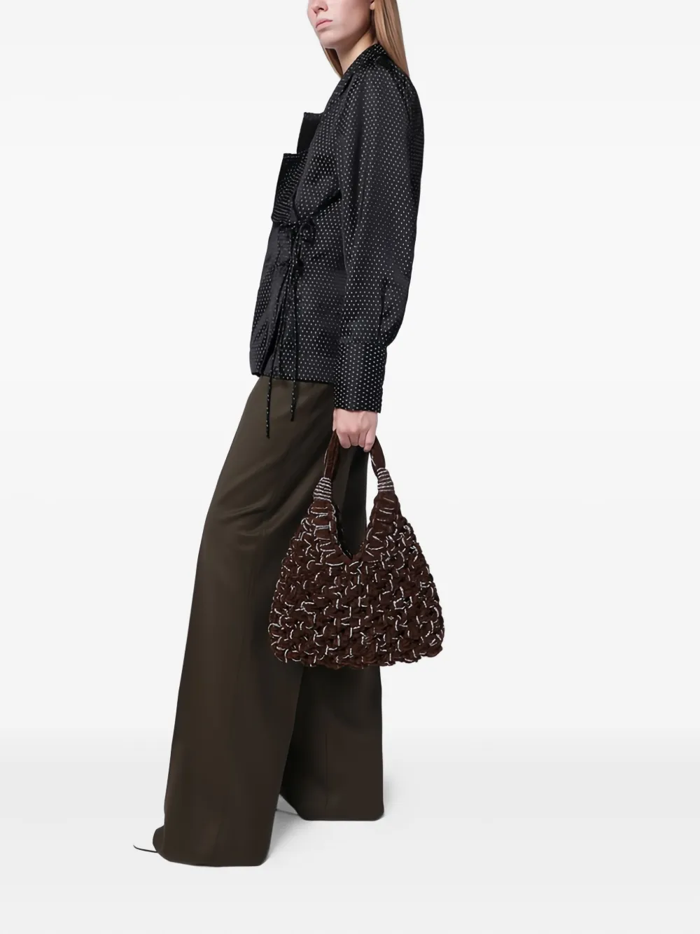 Hibourama Vannifique schoudertas verfraaid met kristallen - Bruin