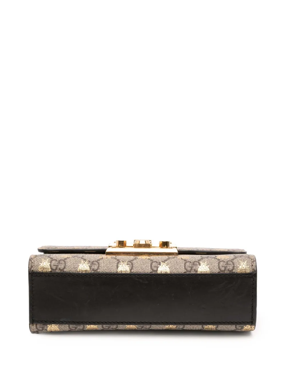 Pre-owned Gucci 2016-2025 Small Gg Supreme Bee Padlock Crossbody Bag In Brown