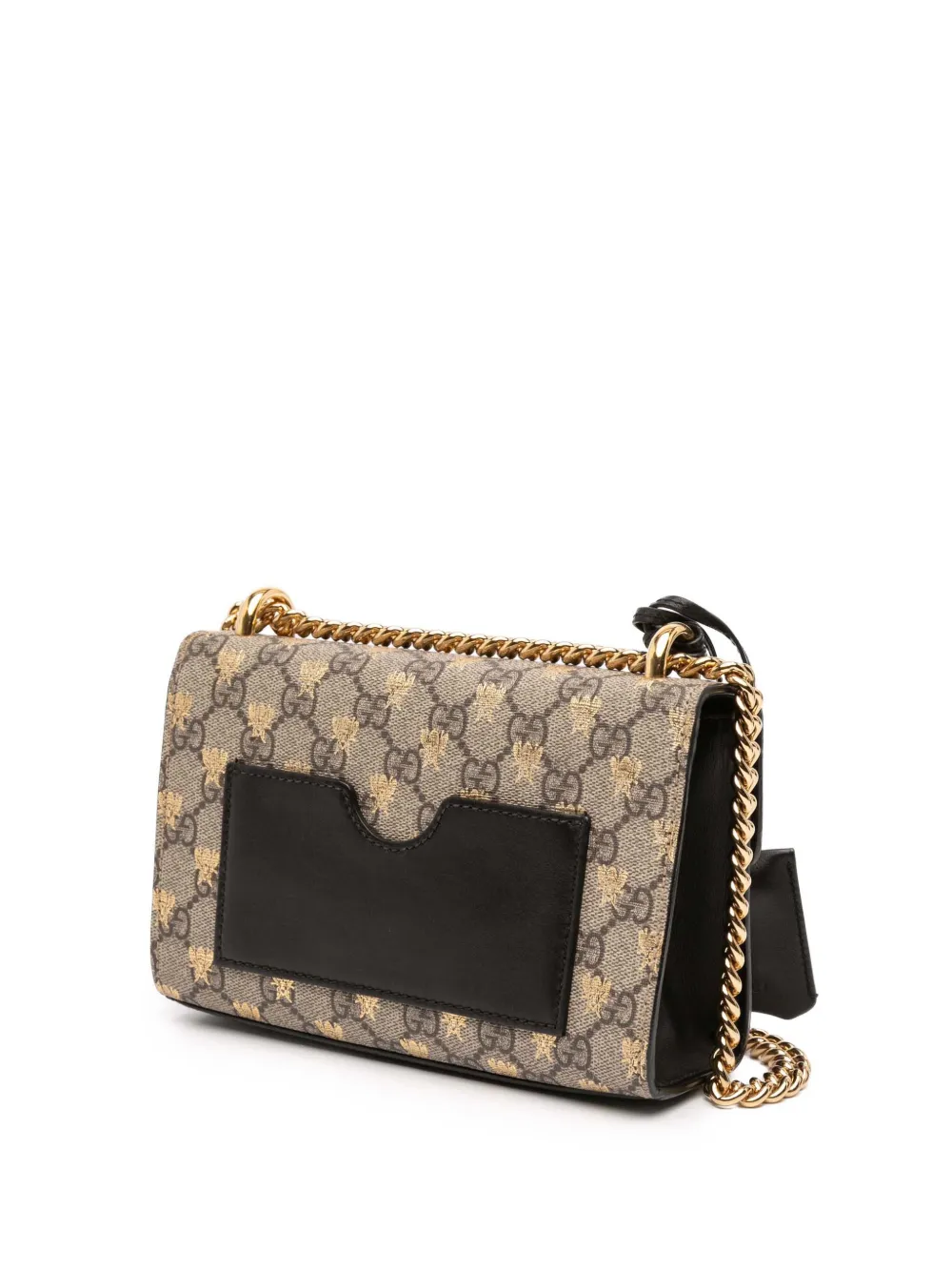 Pre-owned Gucci 2016-2025 Small Gg Supreme Bee Padlock Crossbody Bag In Brown
