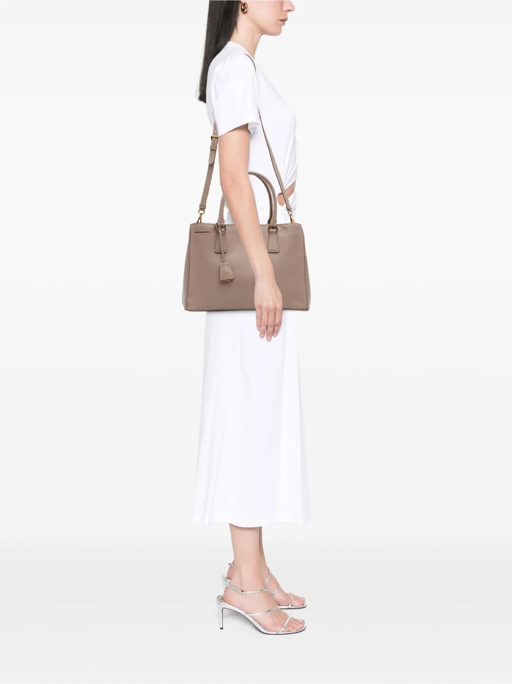 Pre-owned Prada 2013-2025 Medium Saffiano Lux Galleria Satchel In Brown