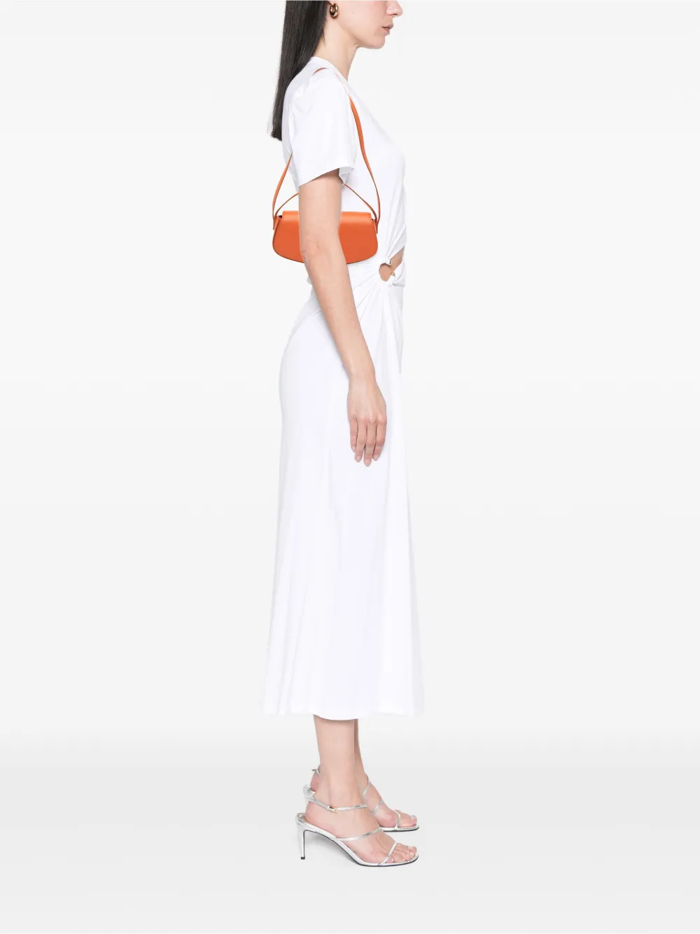 Pre-owned Celine 2021 Smooth Calfskin Tabou Clutch On Strap Satchel In Orange