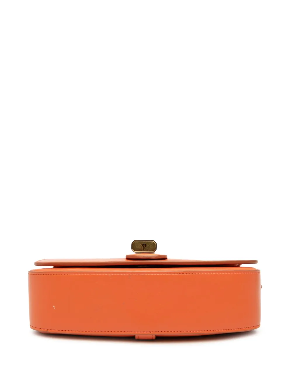 Pre-owned Celine 2021 Smooth Calfskin Tabou Clutch On Strap Satchel In Orange