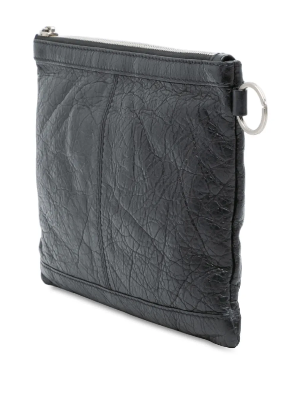 Pre-owned Balenciaga 2016 Lambskin Motocross Classic Clip S Clutch Bag In Black
