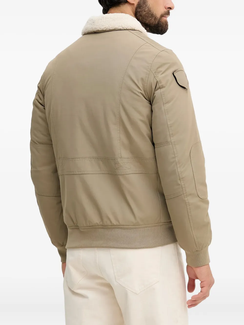 Aeronautica Militare Bomberjack met lammy kraag en meerdere zakken Beige