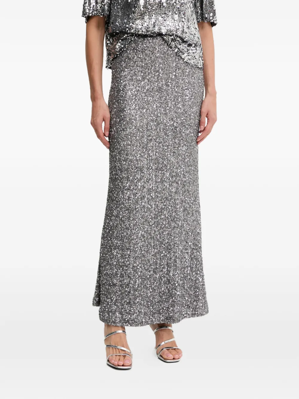Aniye By Luxy Sequin Maxi Skirt In Silver
