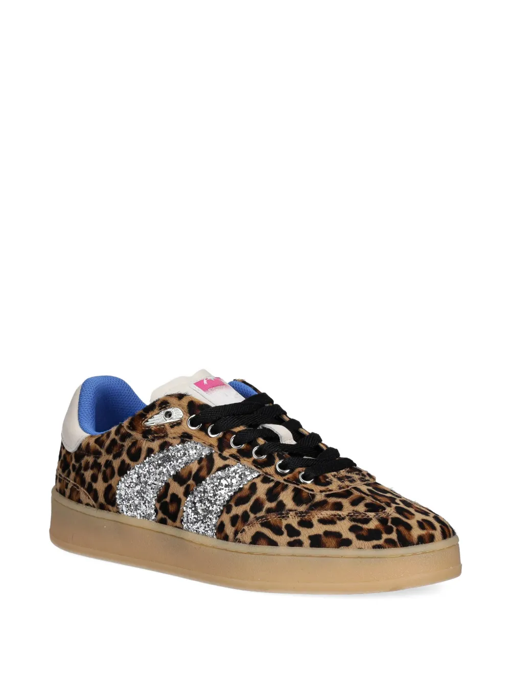 Crime London Sneakers met luipaardprint en glitterdetail Bruin